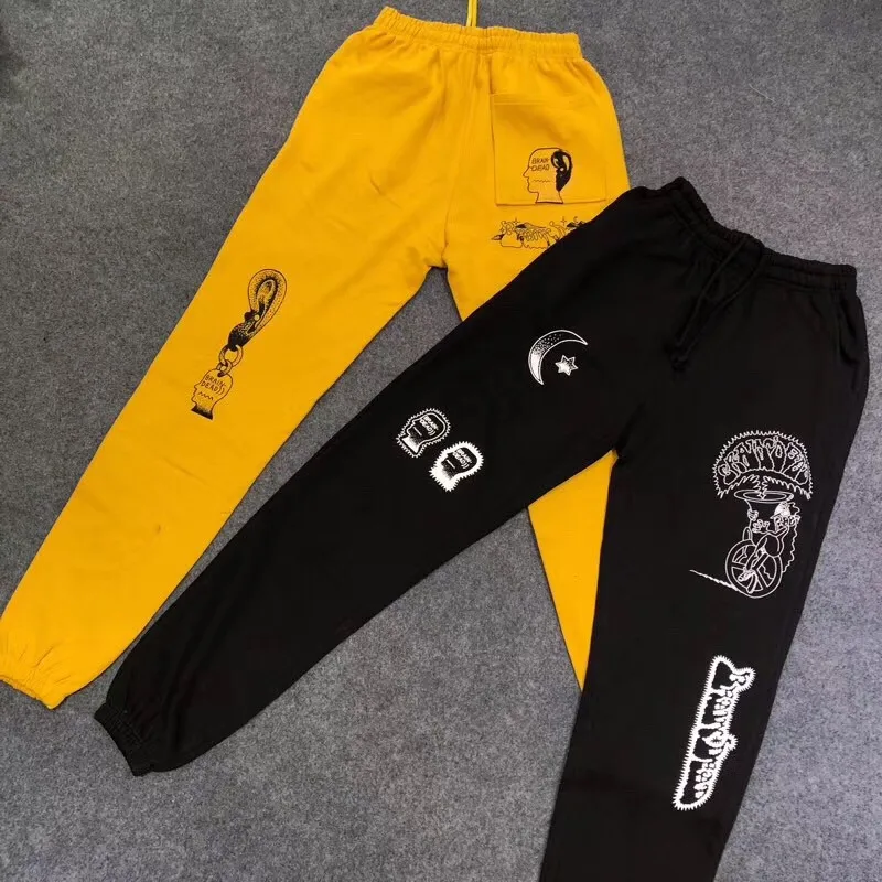 

Brain Dead Gustavo Sweatpants Kanye West Autumn Winter 19SS Joggers Black Yellow Brain Dead Gustavo Sweatpants Trousers