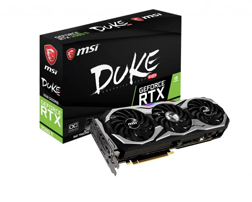 Видеокарта MSI GeForce RTX 2080Ti DUKE 11G OC 11 ГБ GDDR6 1665 МГц 4352 единиц 352 бит 14 Гбит PCI Express x16 3 0 для