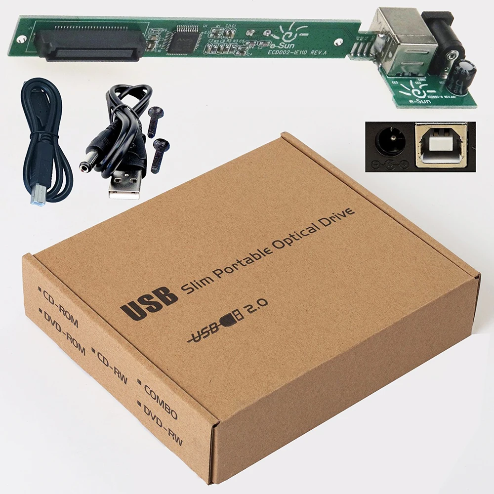 USB 2 0 Внешний Оптический привод коробка чехол DVD CD Rom RW для IDE жесткого диска Caddy