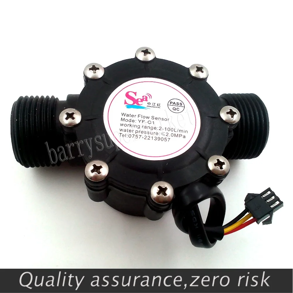 Water Pipe Flow Meter Sensor Counter Indicator Hall Water Heater Accessories Flowmeter DN25 G1 Flow Range 2-100L/min