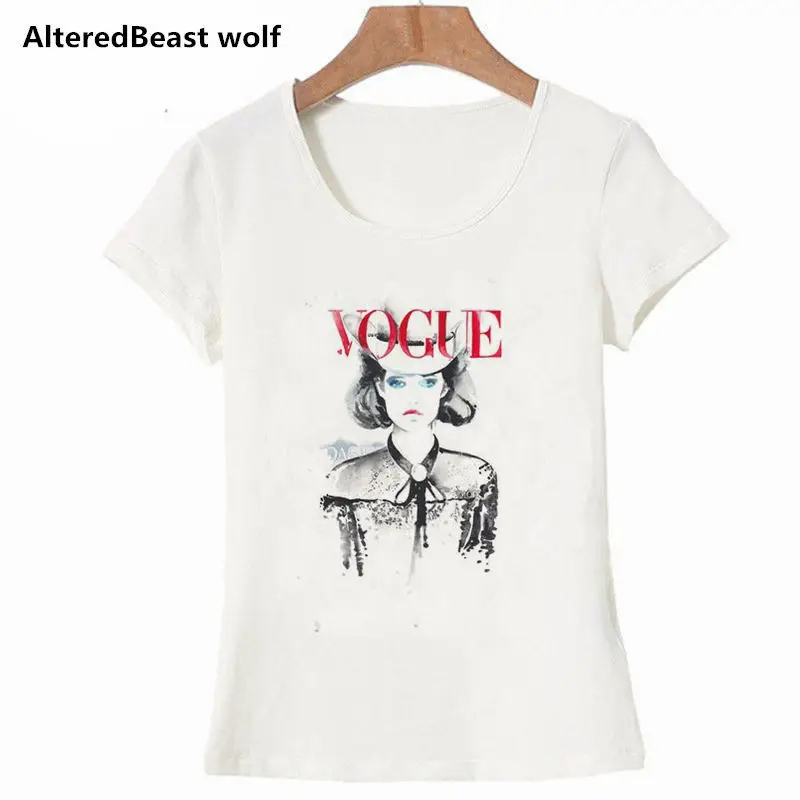 Женская футболка с коротким рукавом VOGUE Повседневная Свободная буквенным