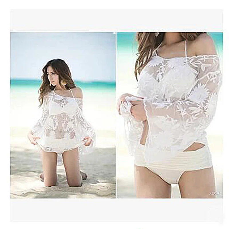 

Designed Specifically For Pregnant Women-European Fashion Body Slimming Belly Covered Three-piece Bikini Swimwear Girl Blouse