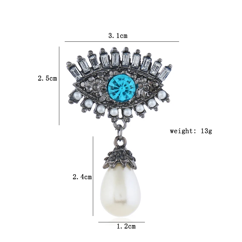 Rhinestone Devil's Eye Enamel Brooches Imitating Pearl Simulates Pear Angel Stitch for Female Male pins Collar Accessories | Украшения