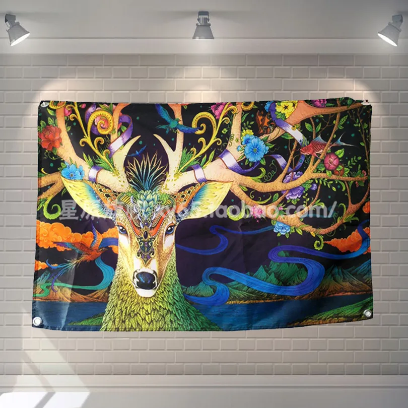 &quotОслепительный цветной рисовый олень&quot Рок креативные баннеры висячий флаг