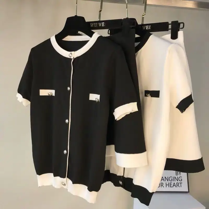 ALPHALMODA элегантный трикотажный жакет с короткими рукавами + юбка 2 шт. женские