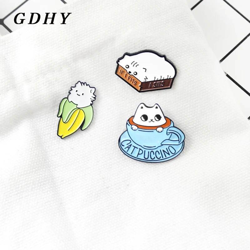 GDHY кот брошь Кофе Кубок кошка типа "банан" кошачий мне подходит сидит кошки