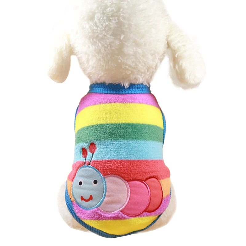 Осень зима Pet Puppy кошка собака пальто куртка теплый мягкий флис Полосатый Одежда