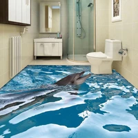 custom 3d floor wallpaper wall sea water dolphin bathroom floor sticker paper wear non slip waterproof self adhesive pvc mural