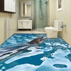Пользовательская 3D напольная настенная бумага для морской воды, дельфин, фотобумага, нескользящая Водонепроницаемая самоклеящаяся ПВХ-фреска
