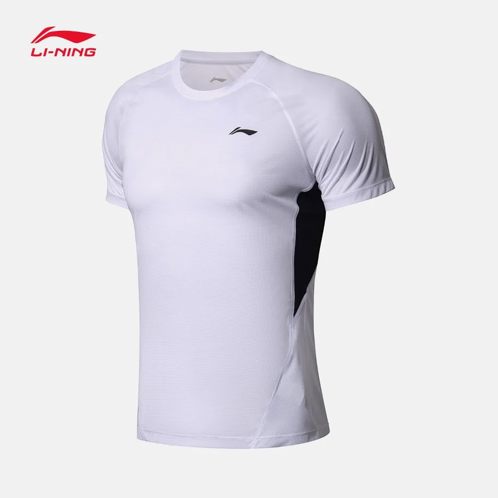 Li-Ning мужские футболки для бега на сухой Смарт 100% полиэстер облегающая футболка с