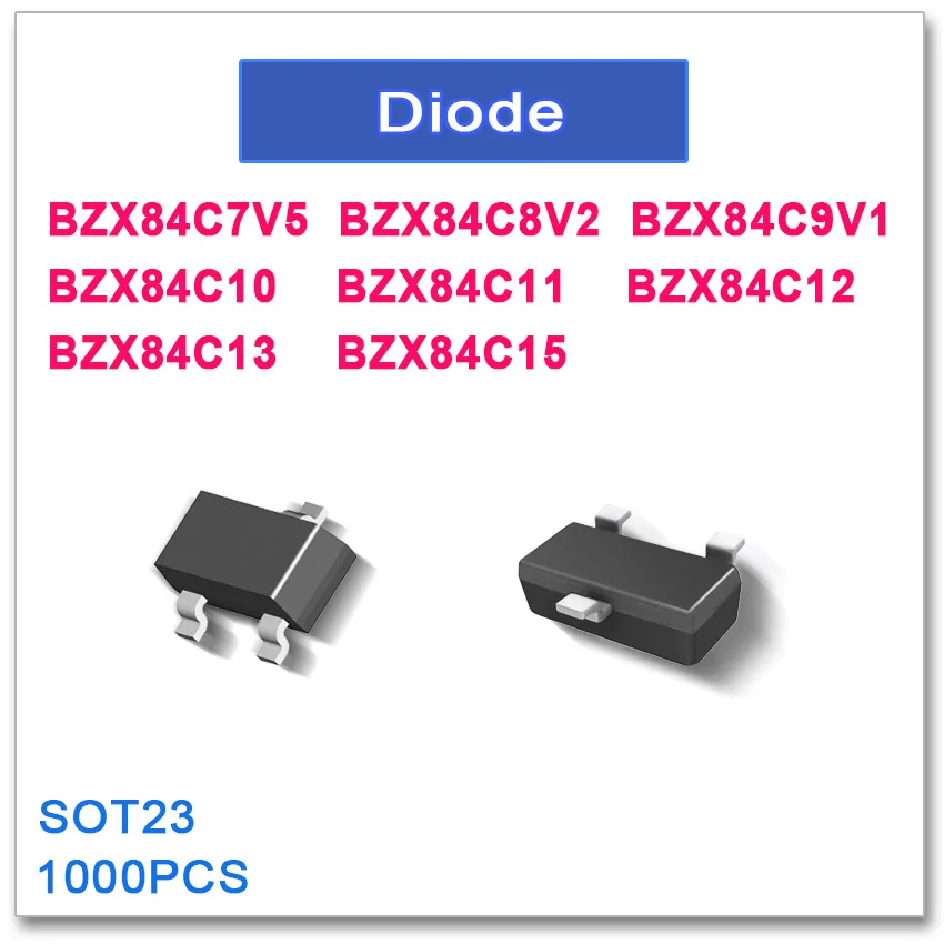 1000 шт. SOT23 BZX84C7V5 BZX84C8V2 BZX84C9V1 BZX84C10 BZX84C11 BZX84C12 BZX84C13 BZX84C15 bzx8484c новинка высокое качество -