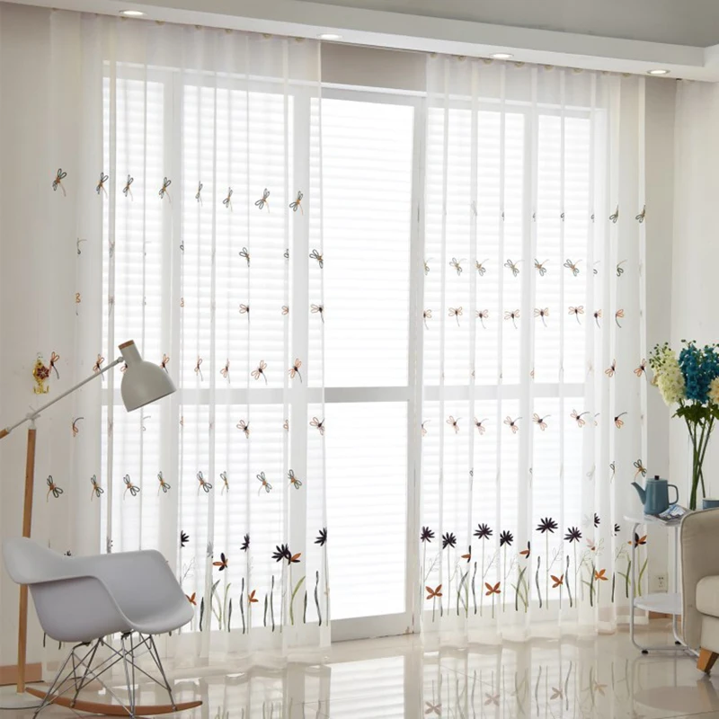 Свежий американский кантри детство вышивка Стрекоза отвесные шторы для комнаты