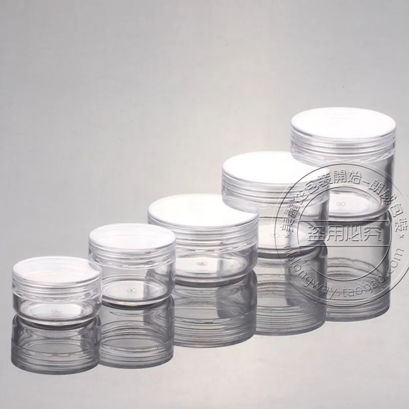 100PCS/LOT-10G Cream Jar Clear Plastic Cosmetic Eye Shadow Canister Flat Angle Screw Caps Empty Sample Nail Art Box | Красота и