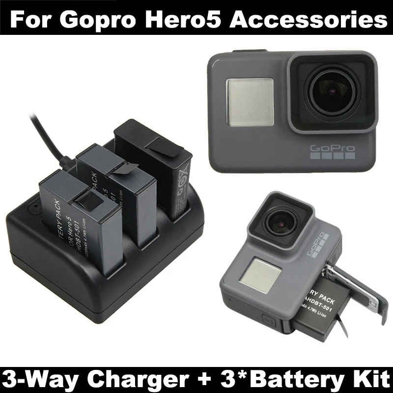 AHDBT 501 Go pro hero7 Hero 6 Hero5 аккумулятор + зарядное устройство 5 3 Way с портом типа C для GoPro5 7