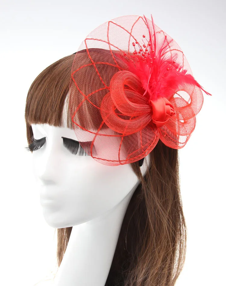 Женская кружевная шляпа с перьями 1 шт.|Шляпы для вечеринок| |