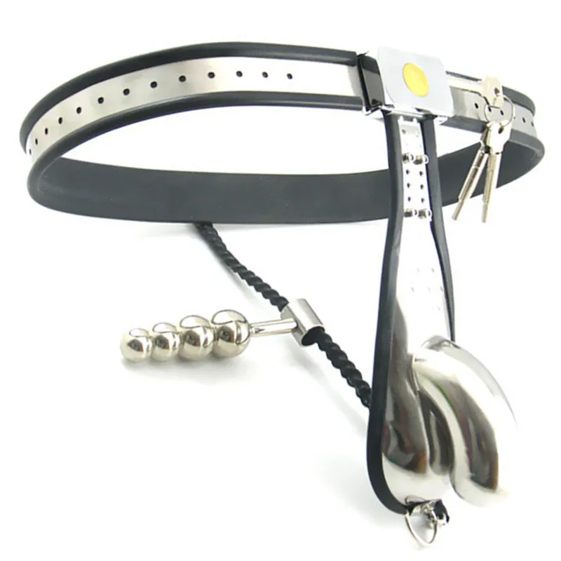 

Stainless Steel Chastity Belt Pants with Anal Plug Penis Bondage Cock Cage Bondage Chastity Device for Male G7-4-38