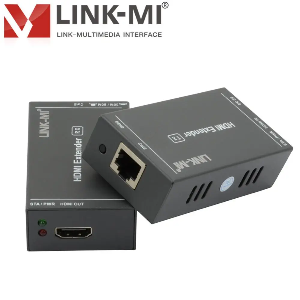 LINK MI 60m HDMI UTP Удлинитель передатчик приемник Full HD 1080P 3D видео 60M с ИК по POE|video