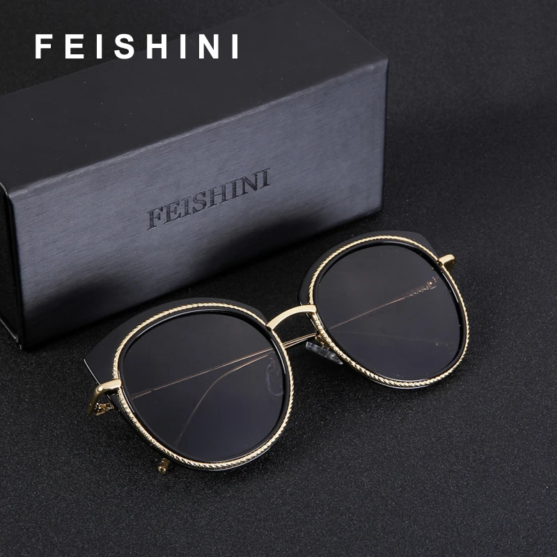 Очки солнцезащитные FEISHINI женские поляризационные овальные Модные антибликовые