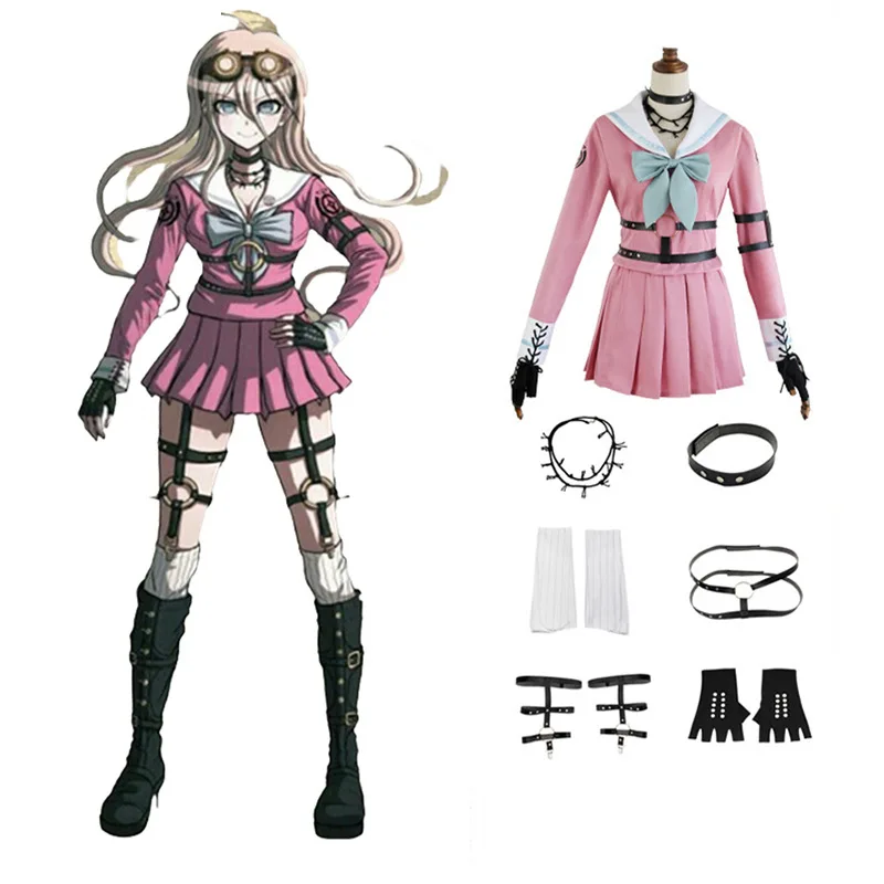 women FULL SET Аниме данганронпа V3 Iruma Miu Косплей Костюм для Хэллоуина вечеринки - Цвет: women FULL SET