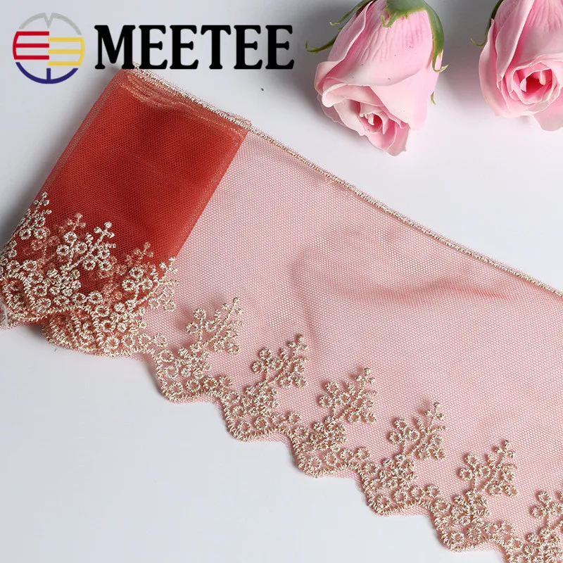 Meetee 5 ярдов 10 см Изысканная Золотая Серебряная шелковая Кружевная Сетка