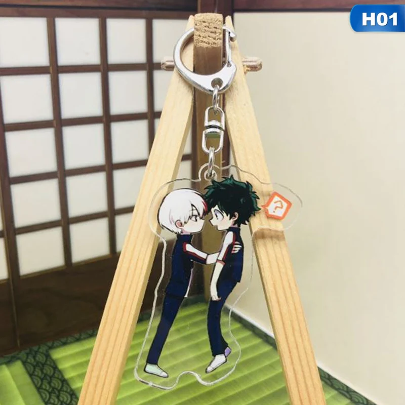H01 Прекрасный мультфильм Аниме Academy My Hero Academi брелок акриловое кольцо для ключей талисманы подарок - Цвет: H01