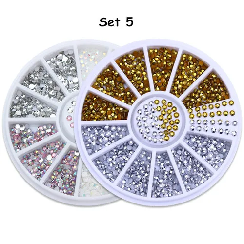 Set 5 2 коробки, Стразы для ногтей, бусинки, заклепки, 3D украшения для ногтей, маникюрный декор, набор для украшения ногтей - Цвет: Set 5