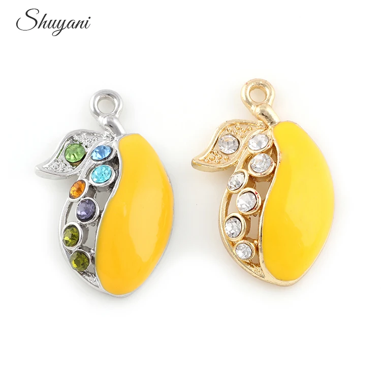 20 шт модные эмалированные Стразы фрукты манго Подвески ожерелье аксессуары