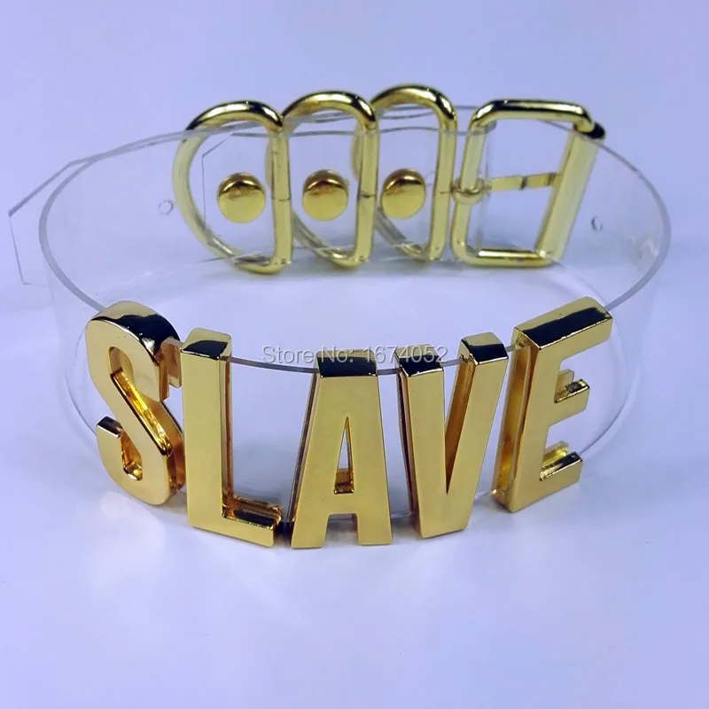 100% ручная работа чокер из прозрачного ПВХ высокая полоса Золотая буквенная