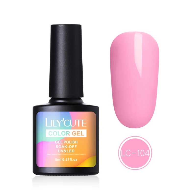 LC 104 LILYCUTE 8 мл гель для ногтей с блестками лак для живого кораллового апельсина чистый цвет для ногтей Полупостоянный отмачиваемый УФ светодиодный гель лак для ногтей - Цвет: LC 104