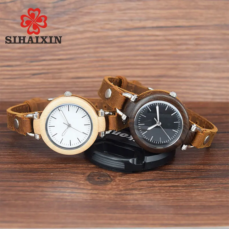 SIHAIXIN деревянные часы для женщин Relojes Para Mujer простые маленькие бамбуковые из