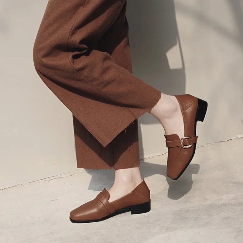 plus size 34-43 fashion Spring Autumn Vintage Casual shoes loafers comfortable women Soft Loafers Buckle Ladies Flats Slip-on