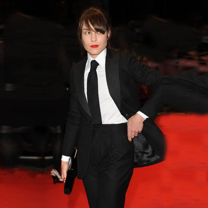 

Elegant Black Jacket Pant Suits Women Office Business Suits Work Wear Office Uniform Styles Slim Ladies Pant Suits With Tie