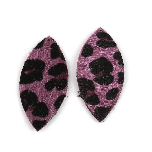 2-4pcs/pack Water Drop/Oval Shape Fashion Leopard Print PU Leather Charm Pendant DIY Decor Clothes for Jewelry Making Material - Цвет: 60x25mm 2pcs