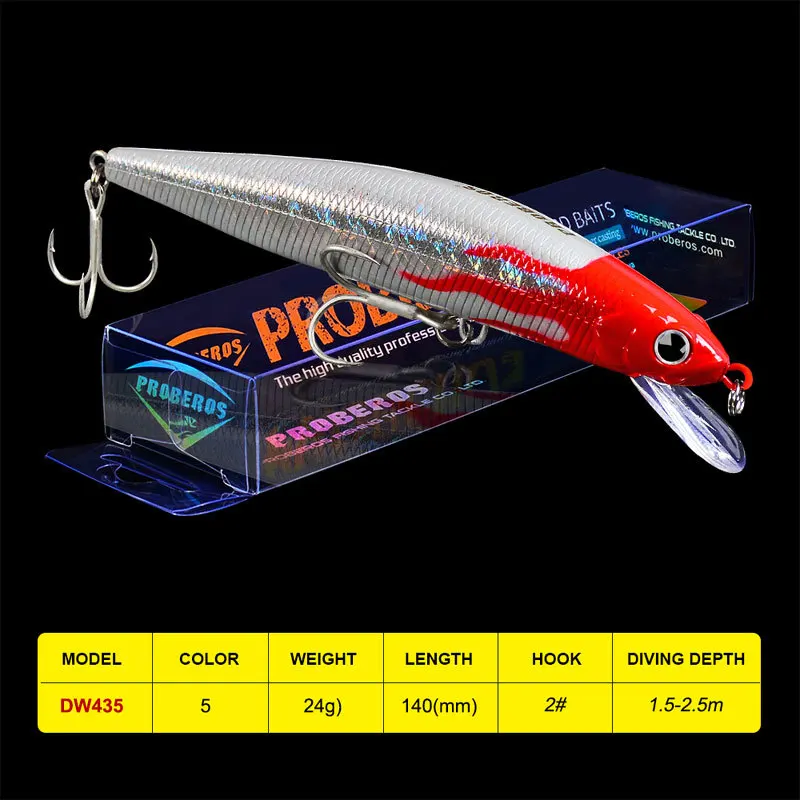1 шт. рыболовная приманка PRO BEROS 5 51 &quot 14 см/24 8 г 0 87 УНЦИЙ БЛЕСНА с 2 # крючками цветов