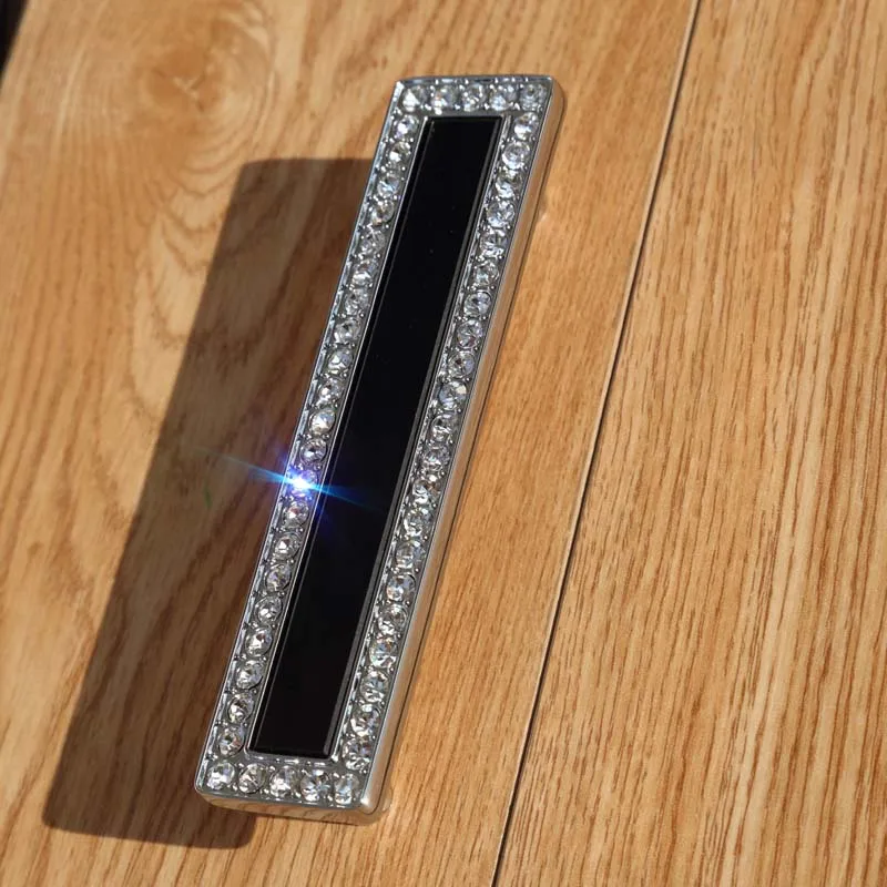 96 мм модные роскошные ручки Стразы для комода дверей шкафа серебряные К9