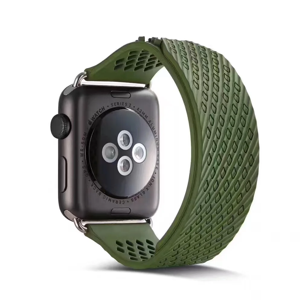OEM резиновый ремешок для apple watch series 1 2 3 4 ремешок для iWatch 38 мм 42 мм 40 мм 44 мм sport bandseries 5 - Цвет ремешка: Зеленый