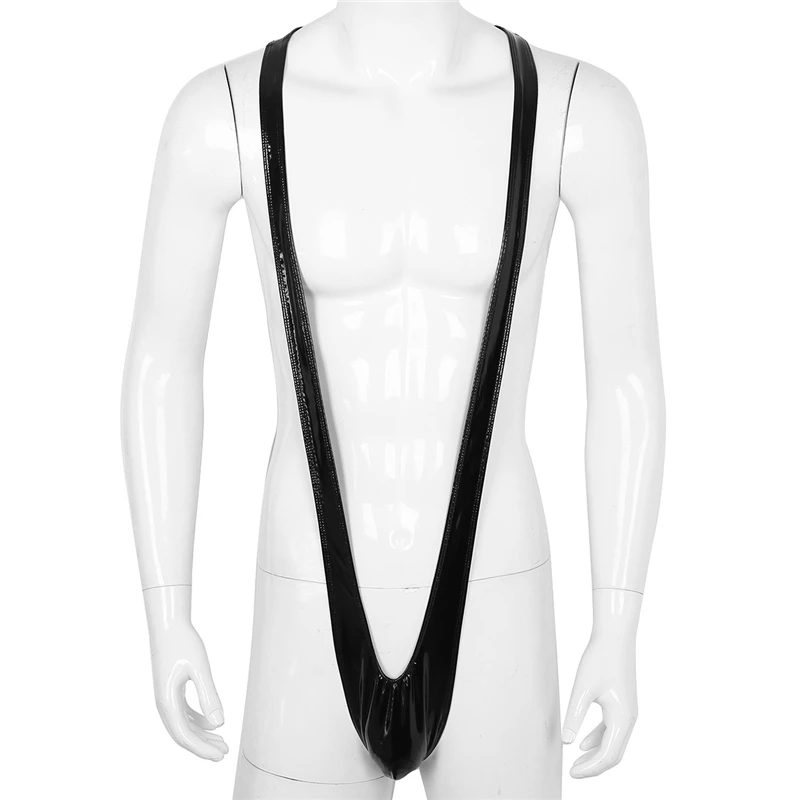 Сексуальные мужские стринги homme Wet Look искусственное кожаное бикини пляжный