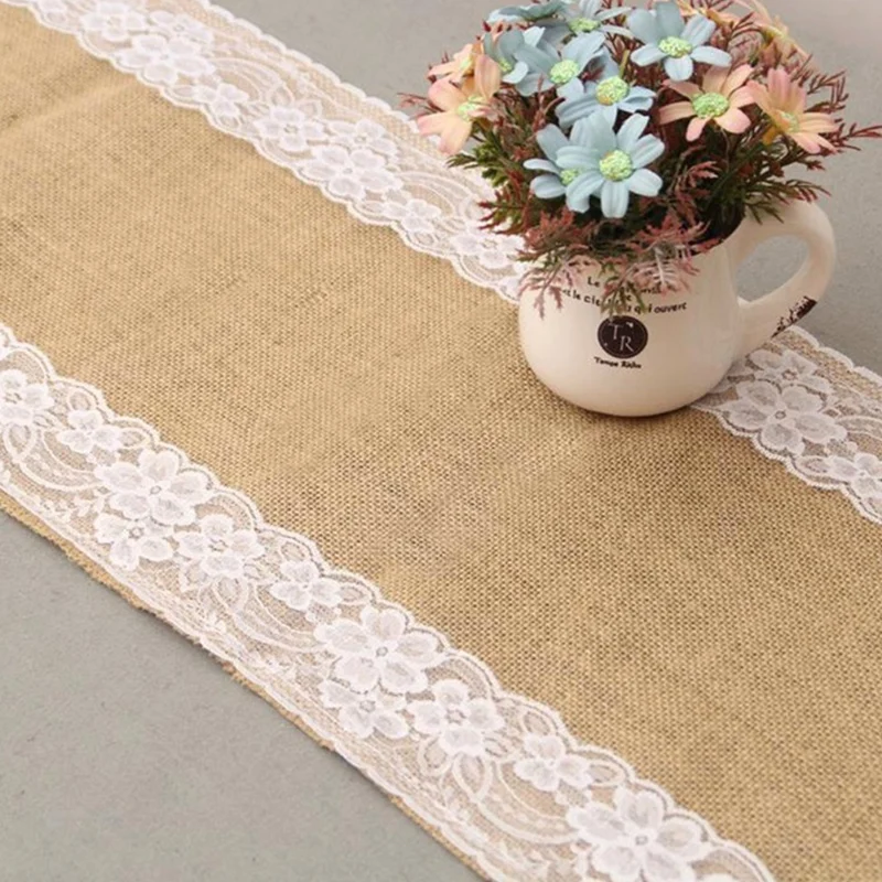 Рекламная кружевная скатерть Hessian деревенская натуральная джутовая кантри для