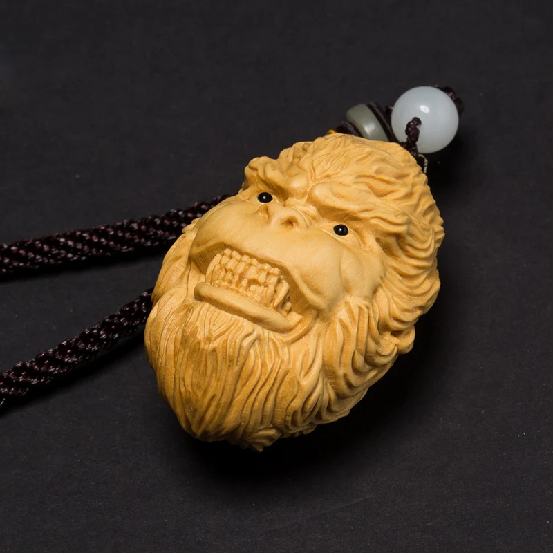 

Wood Lucky Carving Monkey King Statue Sun Wukong Sculpture Pendant Home Decoration Craft Figurine Wood Decoration Miniature