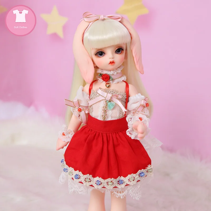 BJD SD Кукла Одежда 1/6 кружевное платье красный и зеленый Кружевной Фартук для Vloks