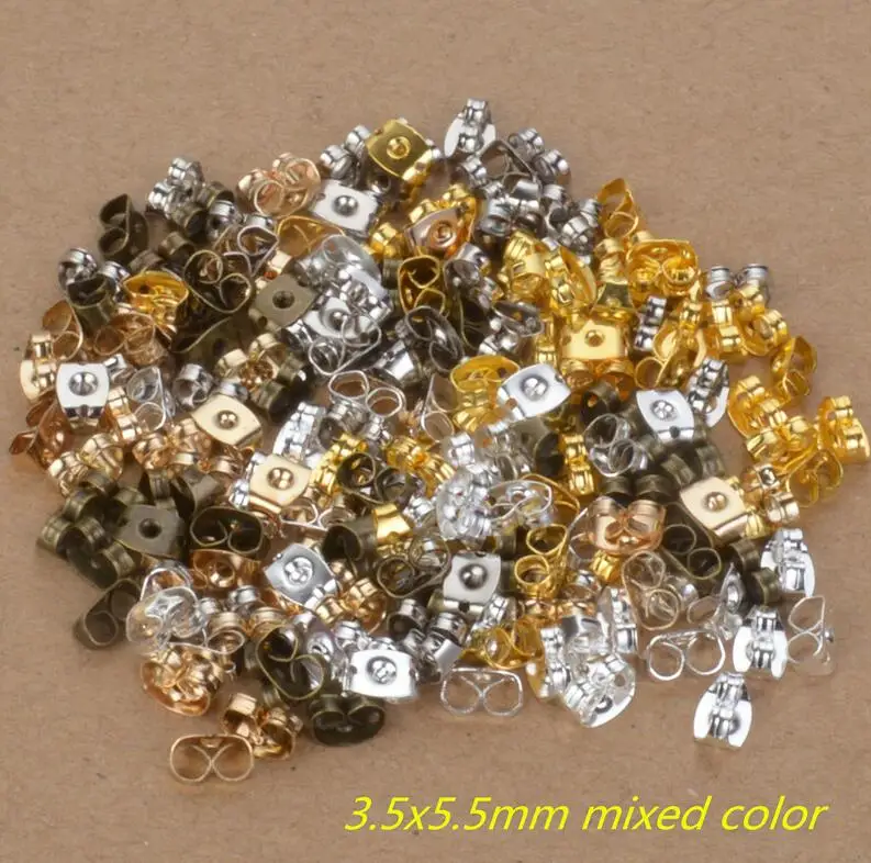 hde 3.5x5.5mm Mixed 100 шт. серьги шпильки установка пустой базы лоток w/Пуля Назад стопор головы шпильки иглы столбы склеивания колодки ювелирных изделий bijoux - Цвет: hde 3.5x5.5mm Mixed