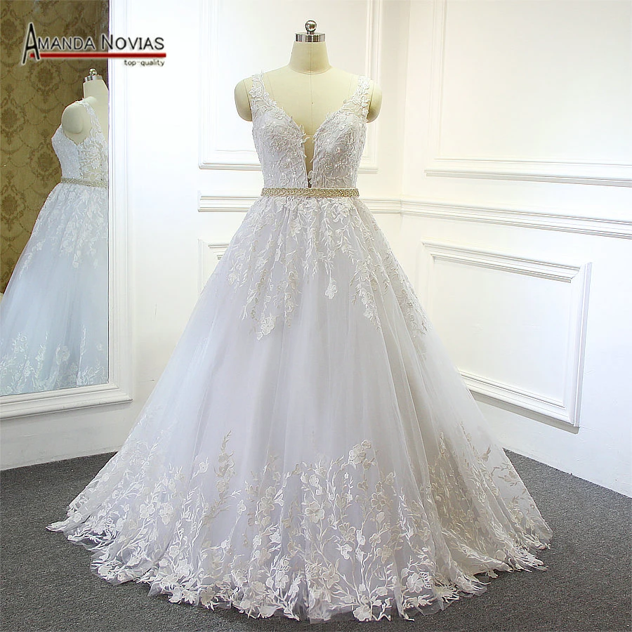 Новая мода Бразилия vestido de noiva кружевное свадебное платье