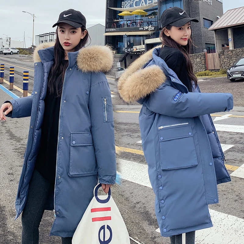 winter jacket women parka 2020 warm plus thick Big faux fur collar hooded coat female Plus size XS-3XL Women's down jacke | Женская