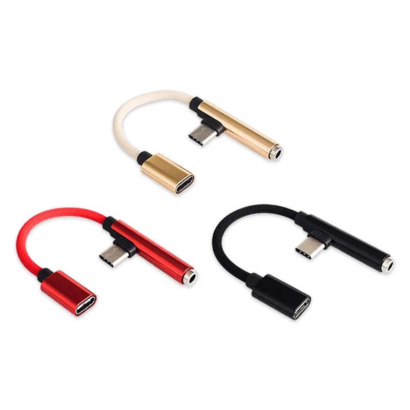 2 в 1 90 градусов USB 3 Тип C к 5 мм разъем аудио Aux кабель Мобильный телефон наушники