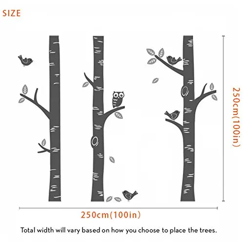 Милая сова птицы Березовое дерево наклейка на стену обои настенная для детской