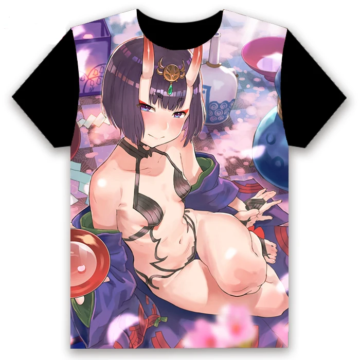 Футболка с аниме FGO Fate/Grand Order Shuten douji, косплей, короткий рукав, унисекс, повседневная черная футболка, летняя модная забавная футболка, топы
