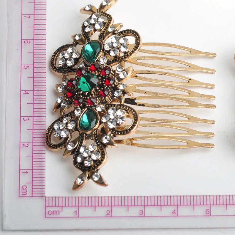 Женский гребень для волос Blucome Красный с кристаллами в турецком стиле Свадебный