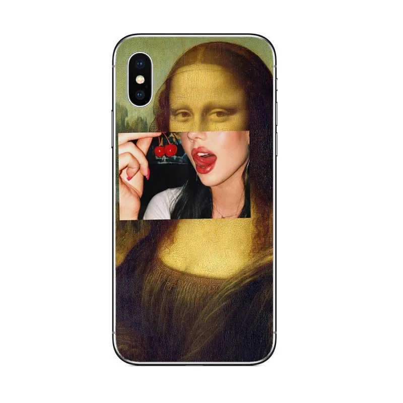 Mona Lisa забавные имитирующие художественные чехлы для iPhone X XR XS MAX Van gogh Starry Phone Чехол