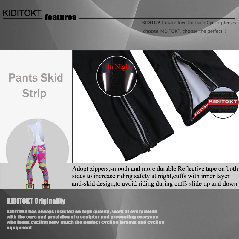 

KIDITOKT 2020 Pro Winter Cycling Thermal Bib Pants With Coolmax 3D Gel Padded Keep Warm MTB Bicycle Cycling Trousers For Men