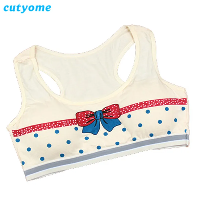 1705 Beige Girls Bra 1 предмет, милый бюстгальтер для девочек, жилет хлопковое нижнее белье в горошек для студентов детские спортивные бюстгальтеры без косточек нижнее белье для детей-подростков - Цвет: 1705 Beige Girls Bra